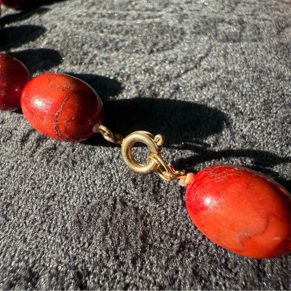 Vintage Red and Gold Beaded Necklace - Picture 2 of 5